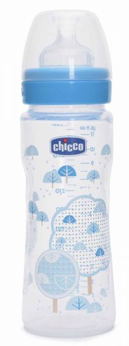 Chicco Бутылочка Well-Being Boy с силиконовой соской, 330 мл, с 4 месяцев