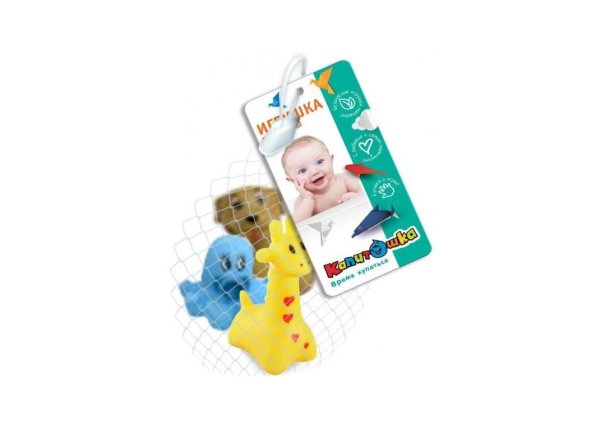 КАПИТОШКА Игрушка для ванны животные 3 шт сетка, хенгтег в кор.