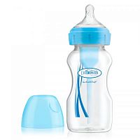 Dr.brown's natural flow® антиколиковая бутылочка для кормления с широким горлышком options+, 270 мл / цвет синий					