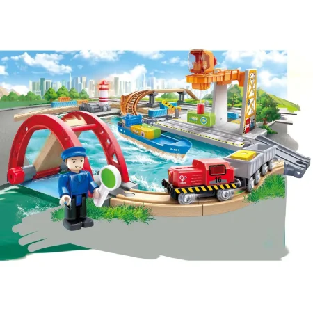 Hape Игровой набор Железнодорожные перевозки в порту / цвет коричневый