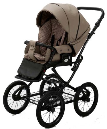 Adamex Коляска 2 в 1 Porto Retro Deluxe / цвет темно-бежевая кожа