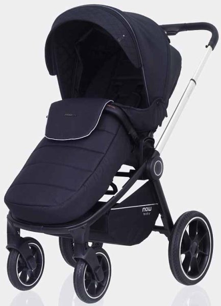 MowBaby Коляска 3 в 1 Zoom PU / цвет Silver Black (черный, рама серебро)