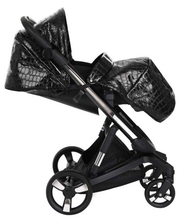 Ibebe Коляска 2 в 1 I-Stop Leathe / цвет crocodile black-black (черный)