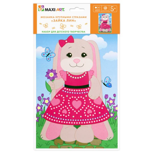 Maxi Art Мозаика Крупными Стразами Зайка Лин / цвет розовый