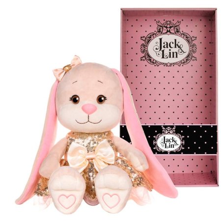 Jack&Lin Зайка в Золотом Платьице с Пайетками, 20 см, в Коробке