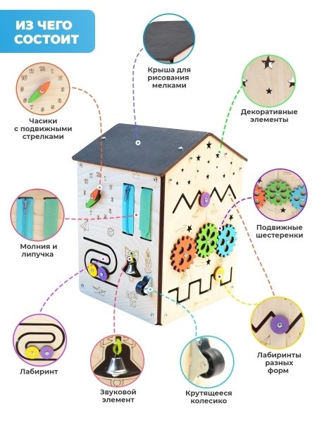 BusyPlay Бизидом Домик 25х35х25 см