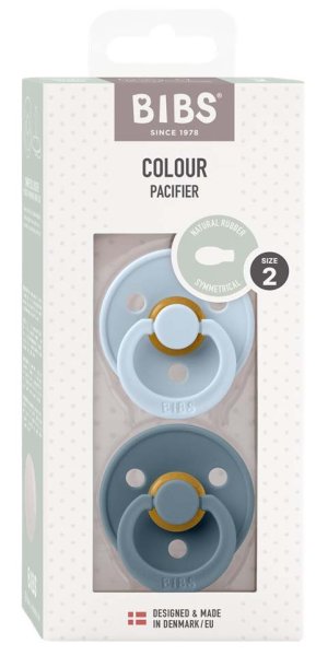 Bibs Набор пустышек латексных Colour Symmetrical, 6+ месяцев Baby Blue, Petrol