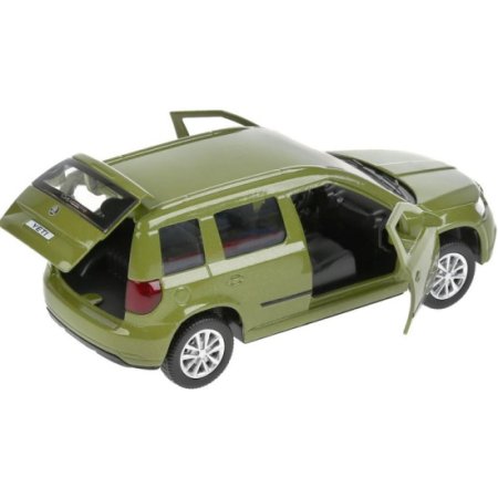 Технопарк Металлическая модель Skoda Yeti, 12 см, открывающиеся  двери, багаж, инерция / зеленый