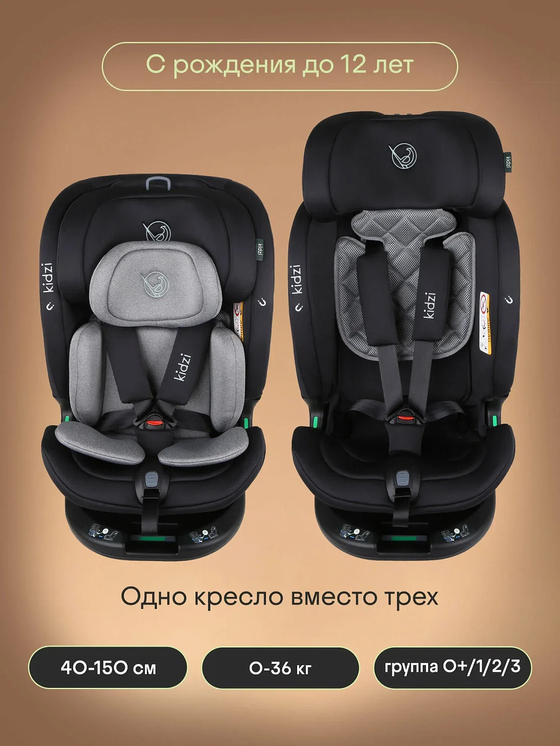 Kidzi Автокресло Spin plus 360 i-size (0-36 кг)