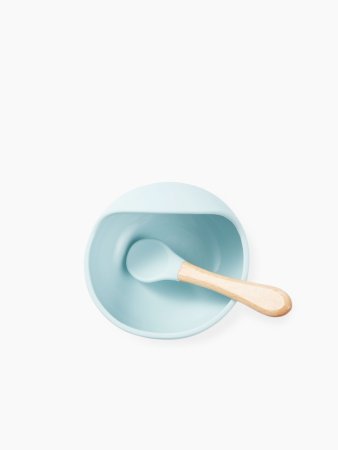 Happy baby Набор посуды для детей: миска на присоске и ложка / цвет light blue