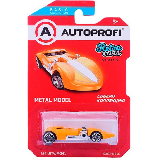 Машинка коллекционная 1:64, Серия RETRO CARS, B/RET-015, жёлтый, 1/24/48