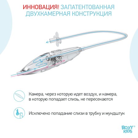 ROXY-KIDS Аспиратор назальный с мягким наконечником, мундштук / цвет голубой