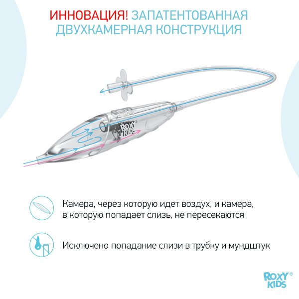 ROXY-KIDS Аспиратор назальный с мягким наконечником, мундштук / цвет голубой