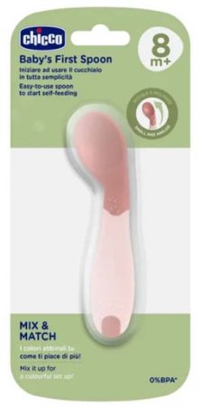 Chicco Ложка Babys First Spoon, 8+ месяцев / цвет розовый