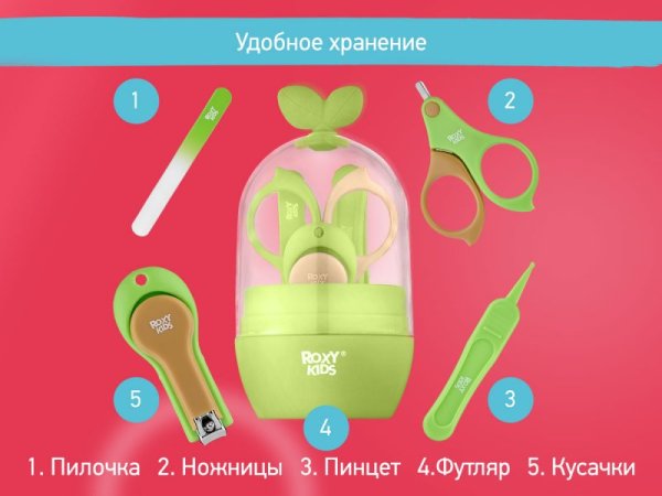 Roxy-Kids Маникюрный набор "Листик" / цвет желтый с серым