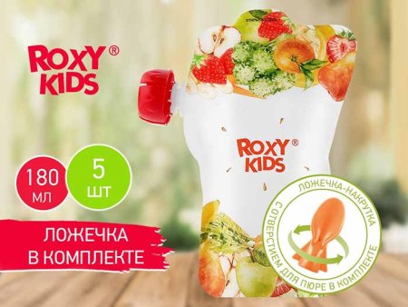 Roxy Kids Пакеты для хранения фруктового пюре, с ложечкой, 5 штук