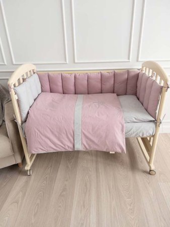 Lappetti Комплект для прямоугольной кроватки "Organic baby cotton", 6 предметов / цвет розовый