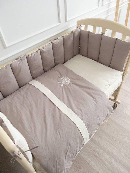 Lappetti Комплект "Organic baby cotton" для прямоугольной кроватки, 6 предметов / цвет бежевый