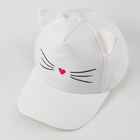 Кепка детская "Котик", с ушками, цвет белый  р-р 52-54 5-7 лет   10137895
