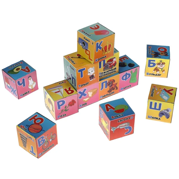 Играем вместе Набор из 12-и кубиков азбука "Щенячий Патруль" в пленке 324907