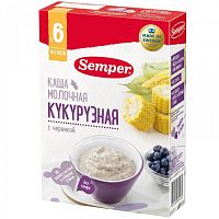 SEMPER Каша Кукурузная с черникой с молоком, с 6 мес, 200г.