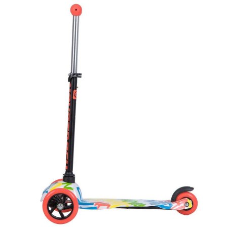 Novatrack Детский самокат-кикборд Disco-kids, неоновый цветной дизайн, белый