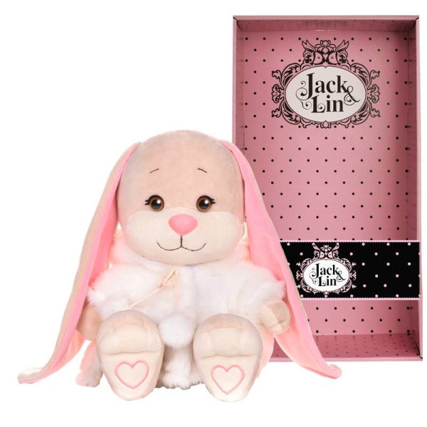 Jack&Lin Зайка в Белой Шубке, 25 см, в Коробке