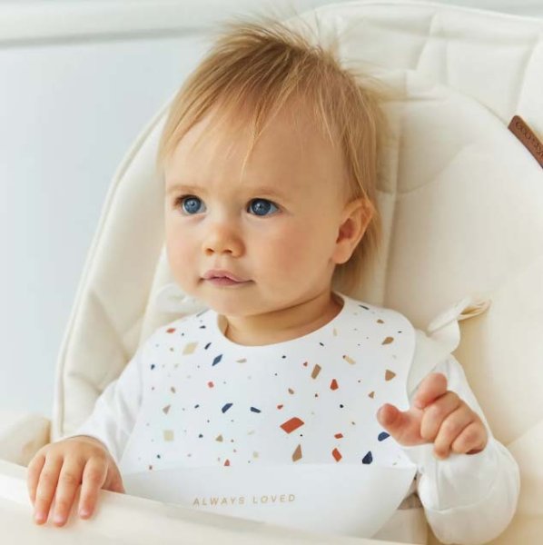 Happy Baby Нагрудный фартук силиконовый white terrazzo