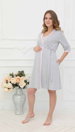 Hunny mammy Комплект для беременных и кормящих женщин 13120 1-НМК / цвет серый-розовый