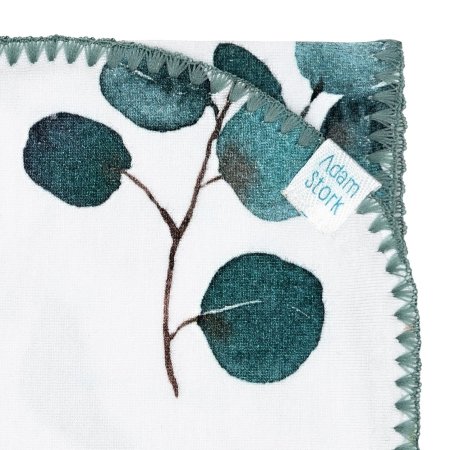 Adam Stork Пеленальное одеяло трикотажное Eucalyptus / цвет белый, зеленый