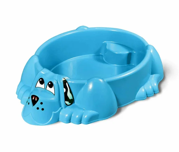 Sheffilton KIDS Песочница Собачка с крышкой (116.5x65.5x26 см) / цвет Голубой/Зеленый
