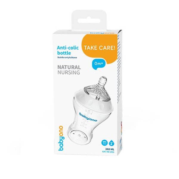 BabyOno Бутылочка Natural Nursing антиколиковая 260 мл