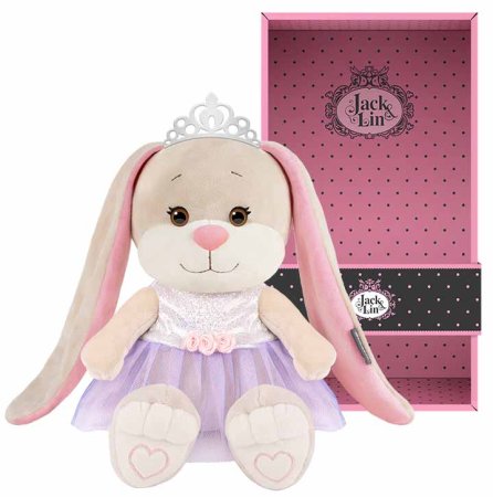 Maxitoys Мягкая игрушка Jack&Lin, Зайка Лин в платье с короной, 20 см