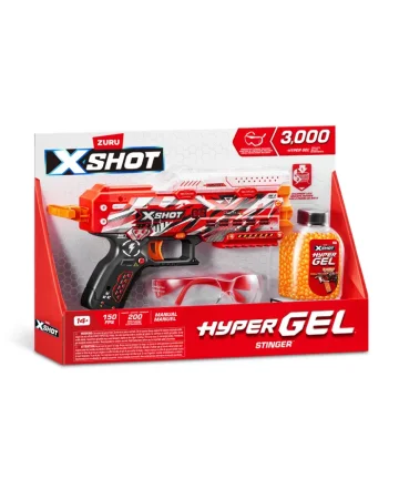 Игровой набор ZURU X-Shot HYPERGEL Стингер (бластер, 3000 снарядов-гранул, защитные очки)