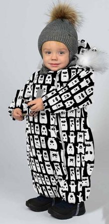 Malek Baby Комбинезон на молнии "Белые медведи на черном"