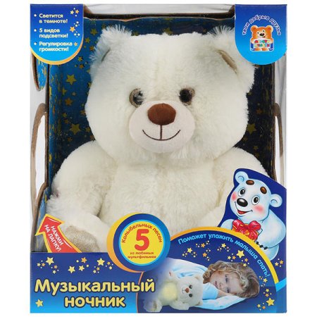Мульти-Пульти Игрушка мягкая со светом Колыбельные песни Мишка 5 колыбельных