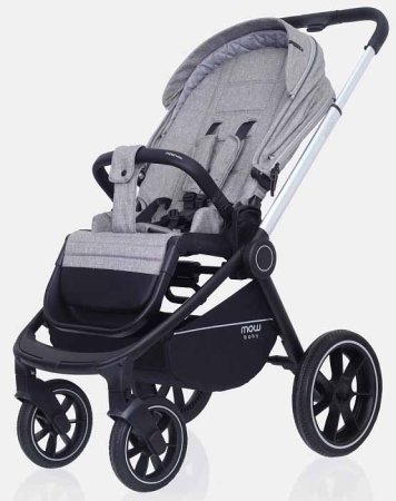 MowBaby Коляска 3 в 1 Zoom PU / цвет Silver Beige (бежево-серый, рама серебро)
