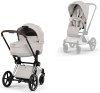 Коляска 2в1 CYBEX Priam Style Chrome Brown + спальный блок (City Grey)
