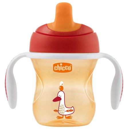 Chicco Чашка-поильник Transition Cup (полужесткий носик), 200 мл / цвет красный