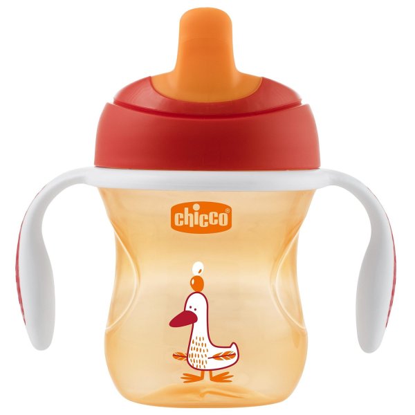 Chicco Чашка-поильник Transition Cup (полужесткий носик), 200 мл / цвет красный
