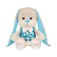 Jack&Lin Мягкая игрушка Зайчик в голубой жилетке и белых брюках, 25 см / цвет серый, голубой					