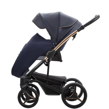 Bebetto Детская коляска 2 в 1 Torino Si / цвет черный (экокожа+ткань) / SI01 gold / рама золотая