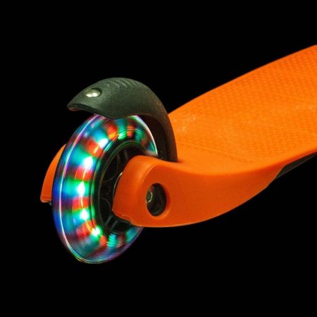 Novatrack Детский самокат-кикборд Disco-kids, мигающие колеса,  черно-оранжевый