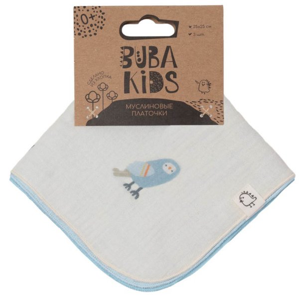 Buba Kids Платочки муслиновые / цвет Таёжная ночь, нежно-голубой, синяя пастель