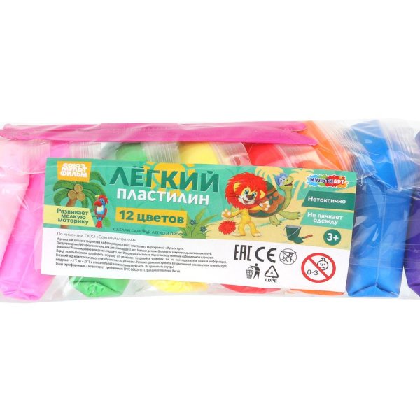Легкий пластилин СОЮЗМУЛЬТФИЛЬМ 12 цв., 10 гр. MultiArt 417851