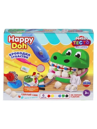 Набор с тестом для лепки динозавр-зубастик, 33 см HAPPY DOH в кор.3шт 409521