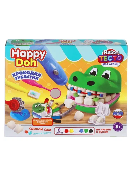 Набор с тестом для лепки динозавр-зубастик, 33 см HAPPY DOH в кор.3шт 409521