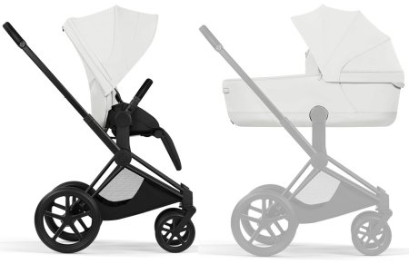 Коляска 2в1 CYBEX Priam Style Matt Black + спальный блок (Off White)