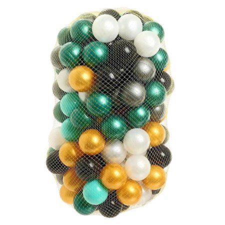 Шарики для сухого бассейна для сухого бассейна 150 штук (бирюзовый, серебро, зеленый металлик, золотой, белый перламутр, черный)