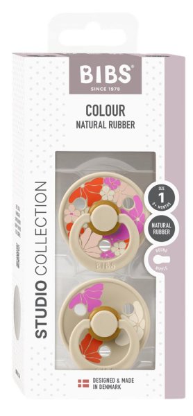 Bibs Набор латексных пустышек Studio Colour, 0+ Morning Bloom - Vanilla Mix